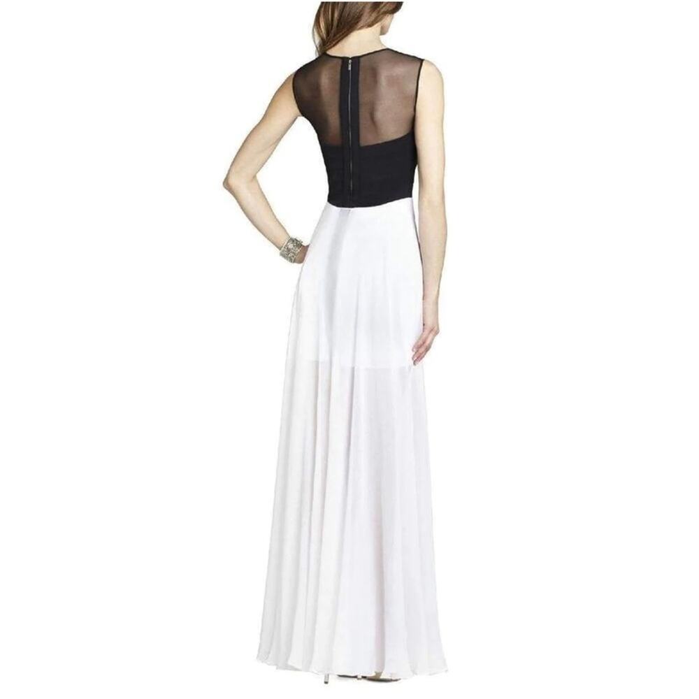 BCBGMAXAZRIA Giovanna Silk Blend Gown Dress White Black Size S - Picture 2 of 7